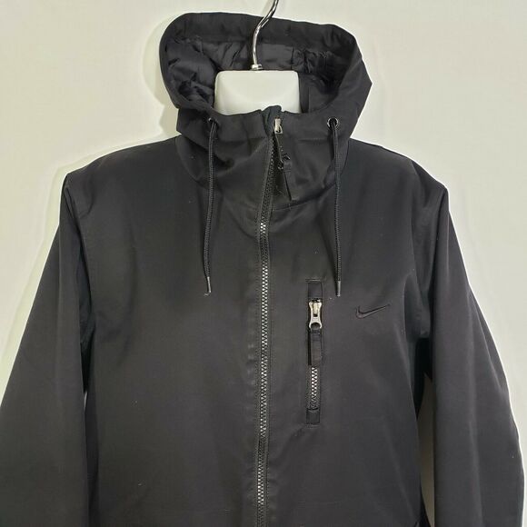 Nike Women Engineered for world class athletes Jacket Medium Black Hooded Pocket - Picture 3 of 12